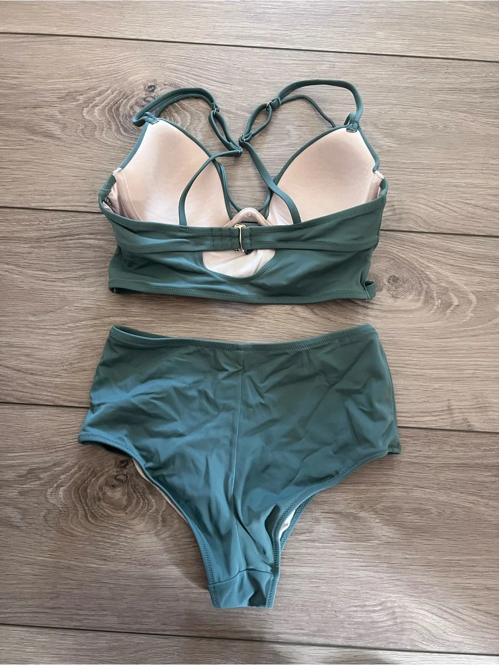 La SENZA Olive Green High-Waist Studded Bikini Set - Picture 2 of 5